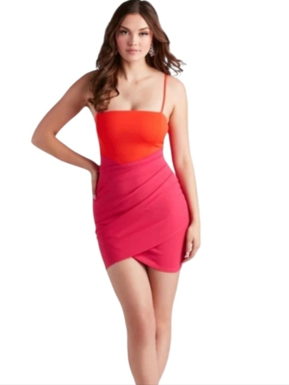 Windsor Color Block Pink And Orange Bodycon Mini-Dress NWT